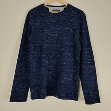 Banana Republic Size M Navy Streaks Crew Neck Long Sleeve Waffle Men's Sweater