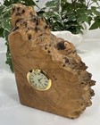 Burl Live Wood Clock Charles Elkan Bookend Birds Eye Maple Clock new batt. Nice