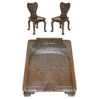 STUNNING PAIR OF ANTIQUE CIRCA 1860 HAND CARVED COLONIAL HALL SIDE CHAIRS