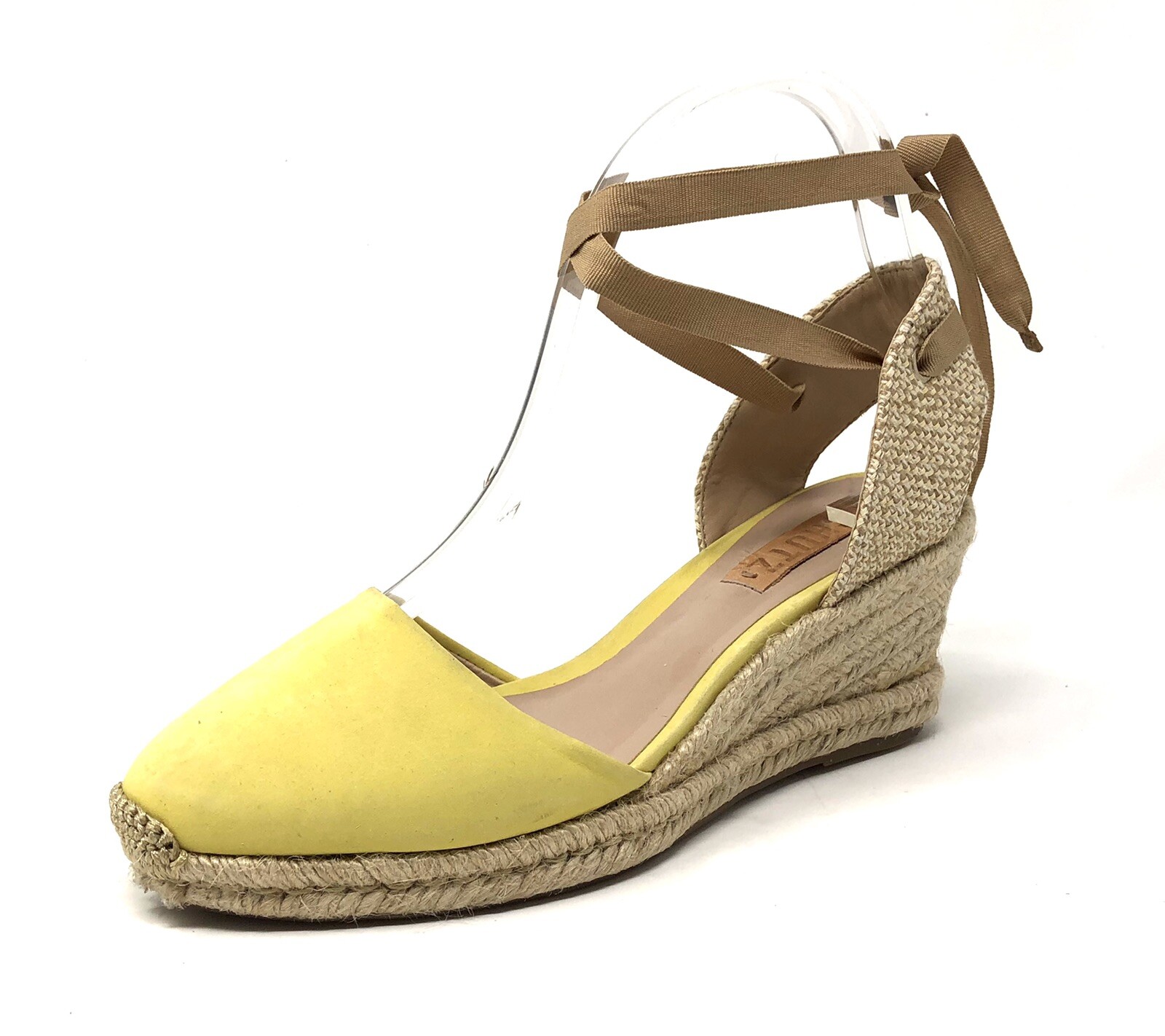SCHUTZ Espadrille Yellow Tan Beige Nude Platform Wedge Lace Up SZ 7 SCHUTZ Espadrille Yellow Tan Beige Nude Platform Wedge Lace Up SZ 7