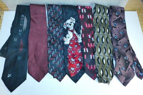 Lot Of 7 Polyester Mixed Neckties Ties Don Loper Knightsbridge Essex Manhattan - Picture 6 of 19
