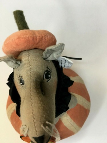 Halloween Primitive Vintage Stuffed Pumpkin Mouse Sand Filled Base 8" Tall - Picture 8 of 12