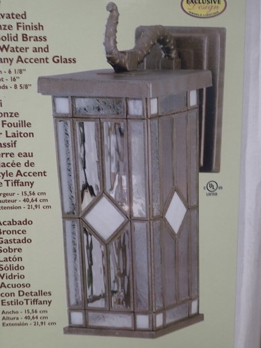 Angelo Outdoor Lighting Excavated Bronze Finish Ice Water & Tiffany Accent Glass - Picture 6 of 20