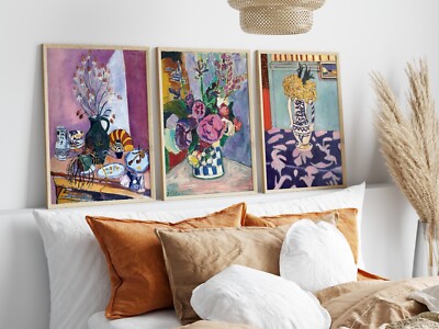 Matisse 3er Set Stillleben Poster, Blumenvase Kunstdrucke, bunte Kunstwerke