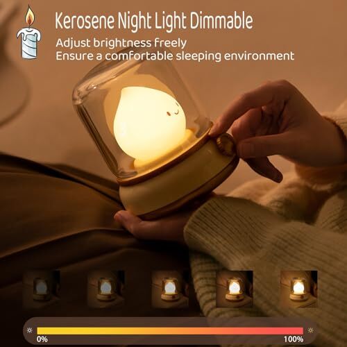 Cute Kerosene Night Light Cozy LightRechargeable Night LightShower Lamp Lovel... - Picture 3 of 7