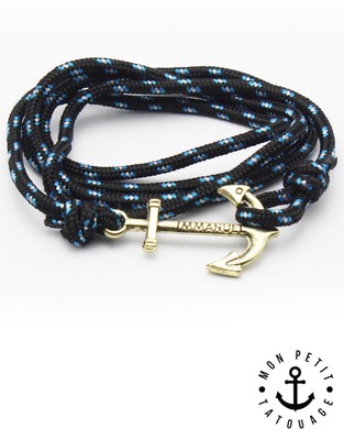 Bracelet mixte homme femme ancre marine BLEU Or Hope Anchor cordon immanuel