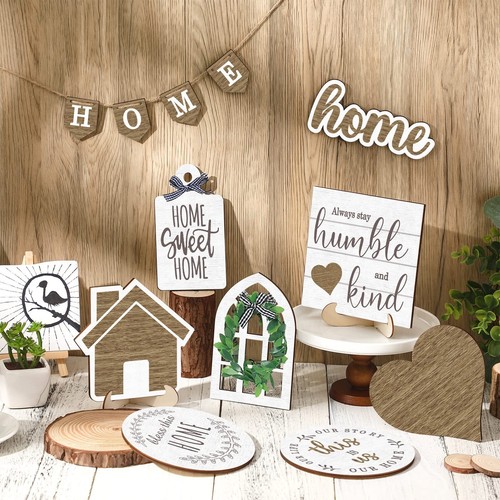 10 Pcs Summer Beach Tiered Tray Decoration Set Farmhouse Rustic Home Decor Home - Picture 2 of 7