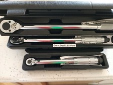 Set of 3- 1/4, 3/8  1/2 Drive Click Type Torque Wrench Snap Socket