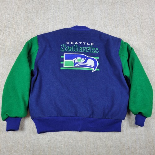 Vintage Seattle Seahawks Wool Varsity Jacket Mens XL Blue Snap Delong USA 70s - Picture 2 of 14