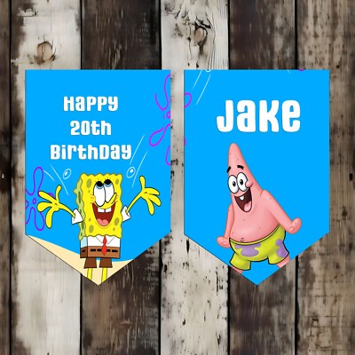Geburtstag Wimpel Banner Kinder Kids Birthday Party Deko Sponge Bob