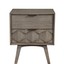 stylish wooden nightstand with two drawers and flared legs, brown