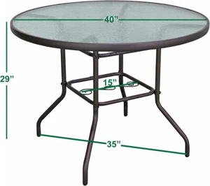 Dining Steel Furniture, Patio Rim Base Outdoor Table, round Garden and Elements