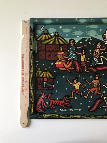 David Chigumira freundlicher Geist Chipoko signiert Kunst Simbabwe Gemälde Folk Vintage - Bild 13 von 13