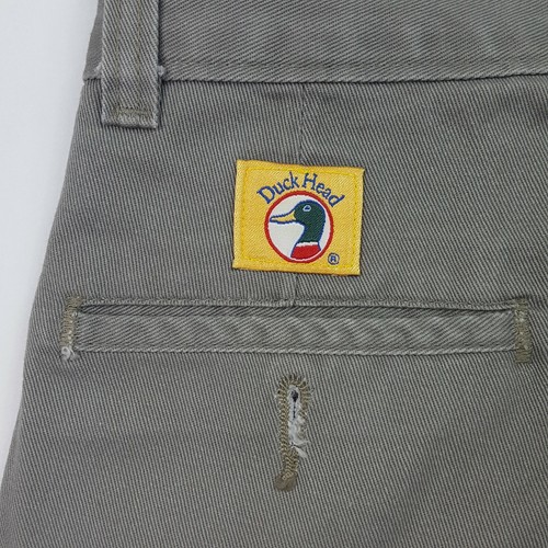VTG 90s Duck Head Pleated Boy's Size 12 Gray Khaki Tapered Regular Retro Pants - Picture 7 of 9