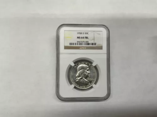 1958-D Franklin Half Dollar NGC MS64FBL Full Bell Lines