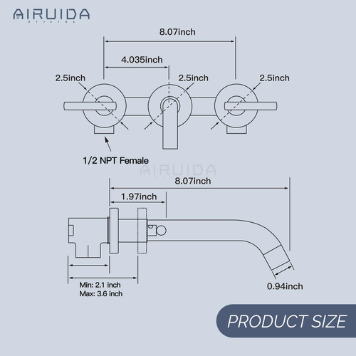 Antique Brass Wall Mount Bathroom Sink Faucet for 3 Hole Dual Handle Wall Mounte - Bild 7 von 10