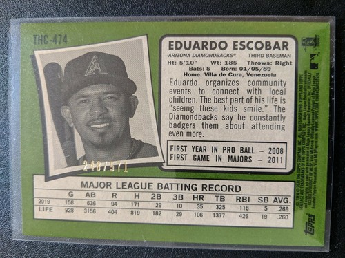 EDUARDO ESCOBAR THC-474 2020 Topps Heritage CHROME REFRACTOR 248/571 - Picture 2 of 2