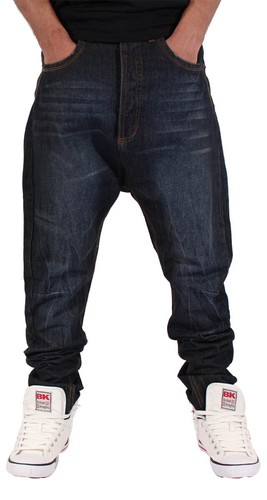 Nappy Boy Men's Dark Wash Drop Crotch Tapered Denim Jeans 100% Cotton Streetwear - Picture 1 of 3