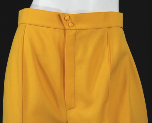 THIERRY MUGLER Vintage Marigold Yellow Worsted Wool High Waist Trouser Pants 42 - Picture 2 of 9