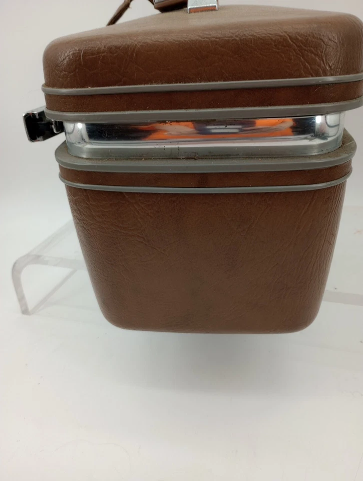 Estuche de tren duro cosmético maquillaje silueta marrón Samsonite vintage CON LLAVE Foto 4 de 4