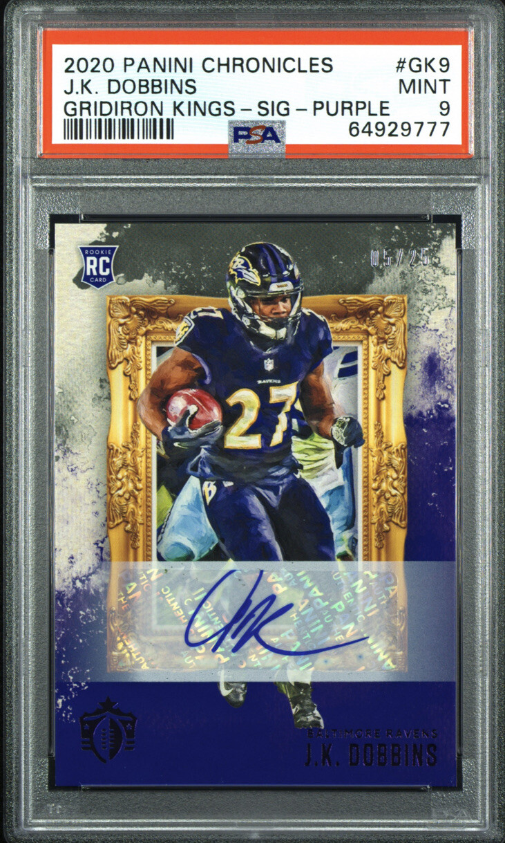 JK Dobbins Panini Chronicles Gridiron Kings #GK9 Autograph Purple