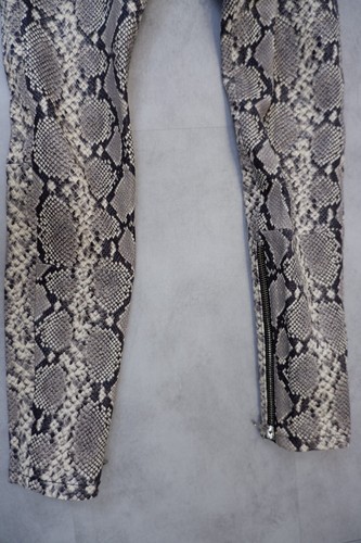 Unravel Project Womens Leather Snake Print Lace Up Pants Size 26 L27” Grey Beige - Picture 8 of 12