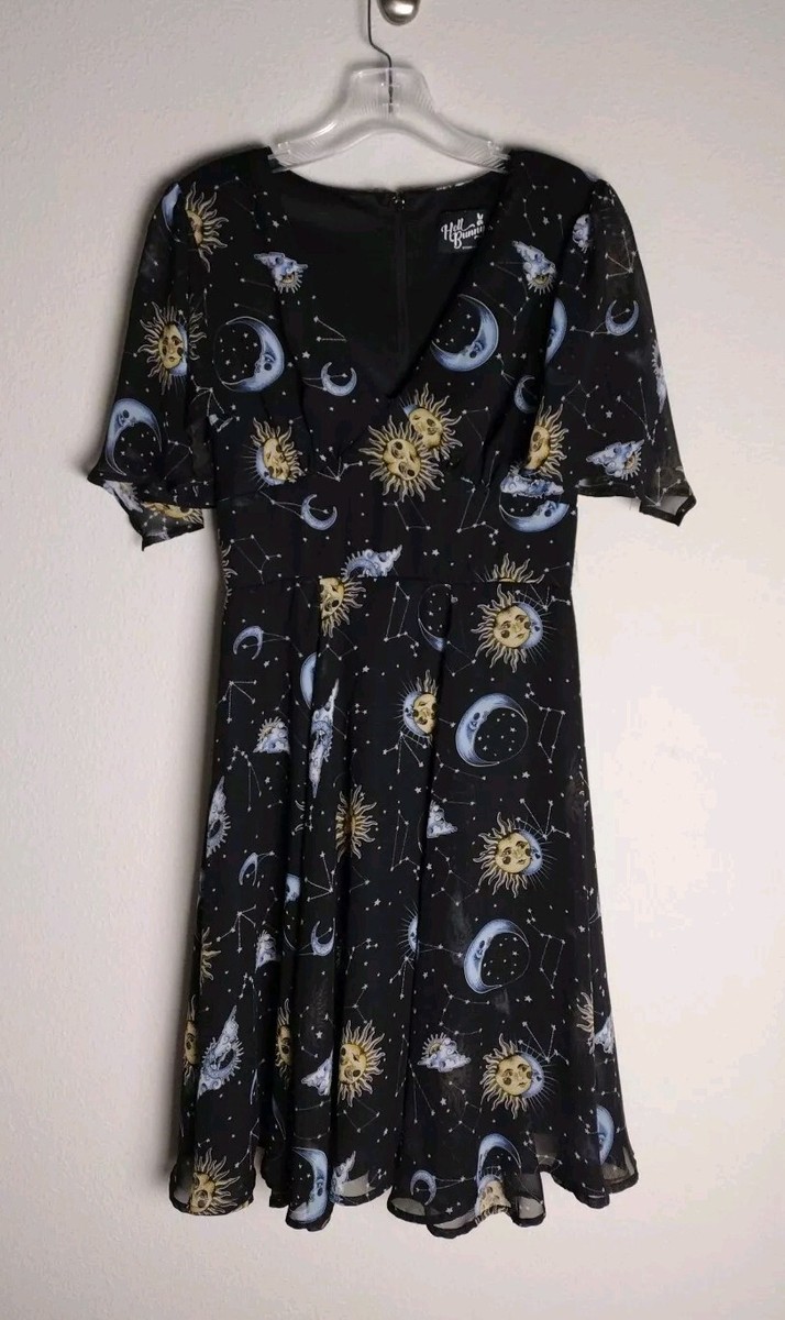 Zodiac Sun Patterns Navy Blue Chiffon Dress Zodiac Sun Patterns Navy Blue Chiffon Dress