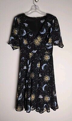 Zodiac Sun Patterns Navy Blue Chiffon Dress Zodiac Sun Patterns Navy Blue Chiffon Dress
