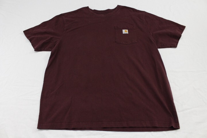 Carhartt Mens XL Maroon Short Sleeve Loose Fit Pocket Work Shirt