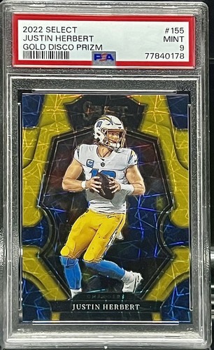 2022 Select Premier Level #155 GOLD PRIZM /10 Justin Herbert PSA 9 Mint Chargers - Bild 4 von 4