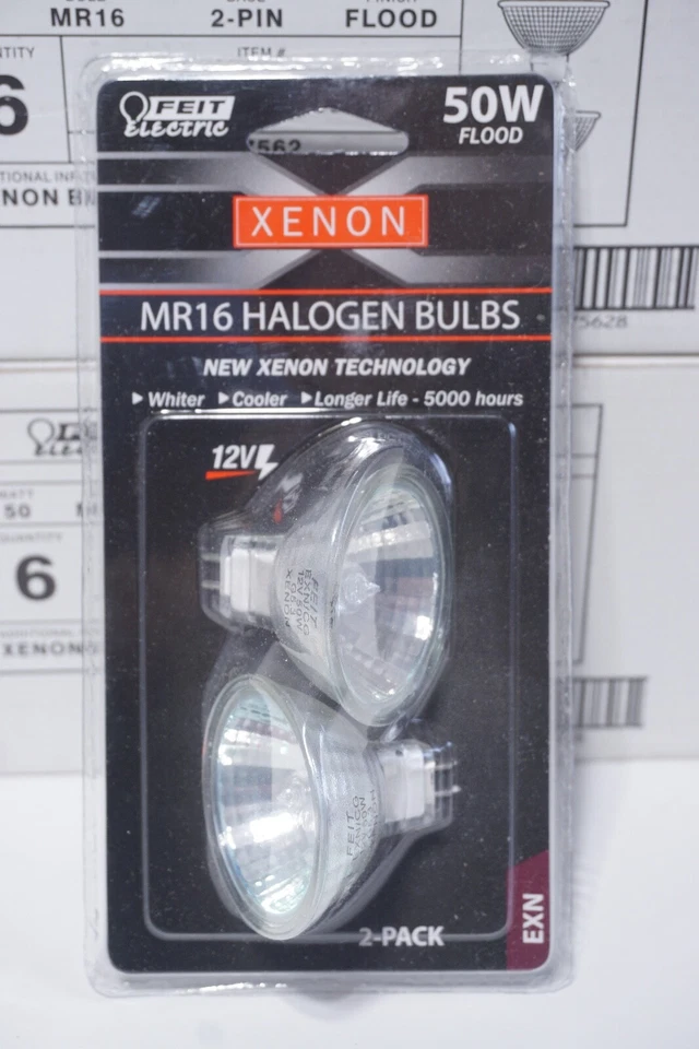 FEIT ELECTRIC 50W FLOOD XENON MR 16 BULBS 12V EXN (6 pcs-2 pack) 12 bulb total - Image 2 of 4