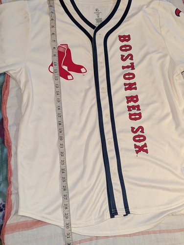 True Fan Boston Red Sox MLB Genuine Merchandise Jersey XL Button Down cream NEW - Picture 9 of 10