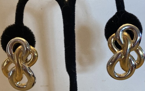 Klassiker signiert P.E.P. Glänzende goldfarbene Double Eight Design Ohrclips - Bild 7 von 13