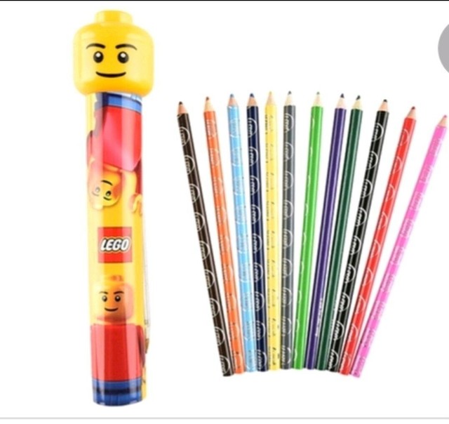 LEGO Color Pencils (12 pieces) Head Sharpener and Pencil Case Brand