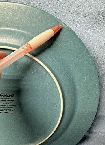 Set 2 NORITAKE Colorwave Turquoise Rim Dinner Plates 11" Active Pattern GUC - Picture 5 of 5