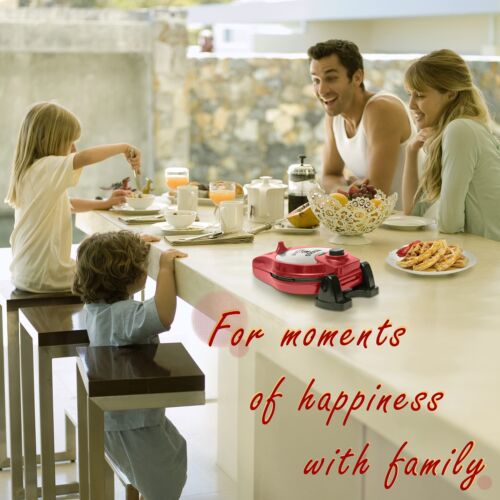Red Belgian Waffle Maker Electric Waffle Machine Flips & Non-Stick Grids Temp… image