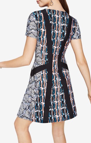 NEW BCBG MAXAZRIA BLACK/MULTI ALEAH PAISLEY PRINT DRESS RAD60L91/B830A SIZE S - Picture 2 of 3