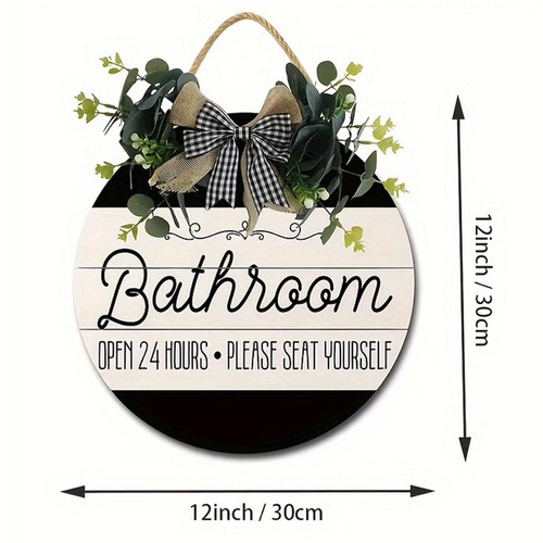 Welcome Hanging Sign Hotel Bathroom with Bowknot Rustic Wall Art Decoration - Picture 7 of 7