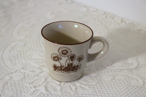 NORITAKE STONEWARE 8341 DESERT FLOWERS JAPAN 3 1/8"h Coffee Cups / Mugs Set of 6