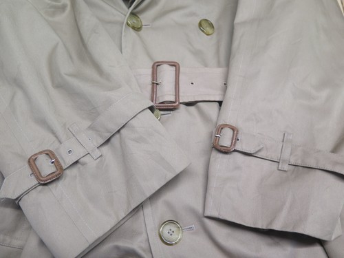 Genuine Burberry Beige Mac Trench Coat Raincoat Size L 42" Euro 52 + Liner - Picture 9 of 12