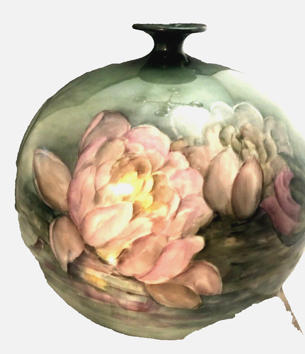 RARE Huge Ceramic Arts Co. CAC American Belleek Painted Water Lily Vase! - Picture 2 of 5