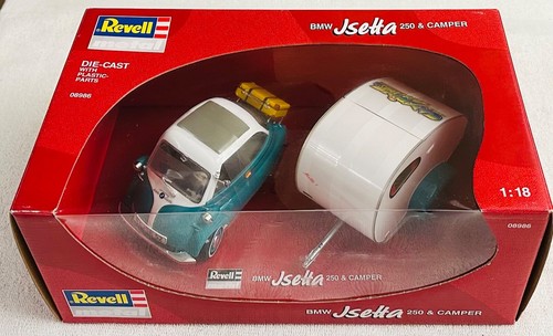 BMW Isetta 250 & Camping Trailer, By Revell, 1/18, Nice Green , NIB, Rare,#08959 - Picture 1 of 17