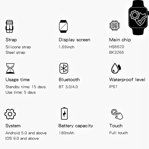 Full Screen Touch Bluetooth Smartwatch Men Women Sports Fitness Tracker Watch - Afbeelding 14 van 24