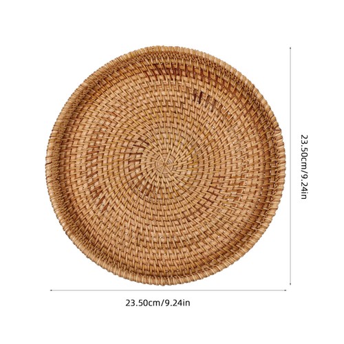 Rattan Storage Basket Coffee Serving Tray with Handles Trays for Food - Picture 4 of 12