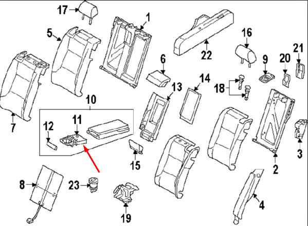 AUDI OEM 07-15 Q7 Rear Seat-Cup Holder 8P0885995B6PS AUDI OEM 07-15 Q7 Rear Seat-Cup Holder 8P0885995B6PS