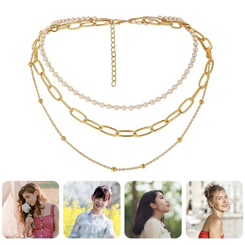 Collar de cadena de eslabones con clip para mujer en capas medias de Navidad rellenos - Imagen 9 de 12