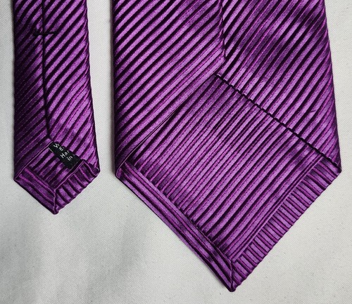 David Donahue Vivid Tie Handmade Purple Striped 100%Silk Made In USA - Picture 5 of 10