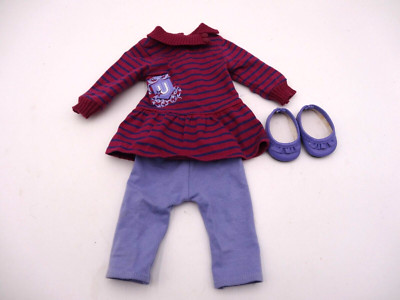 American Girl Doll 2011 Striped School Outfit Innerstar U Dress Leggings Shoes