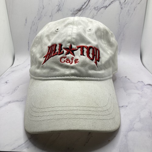 Hill Top Cafe Hat Cap White Red Adjustable Embroidery Unisex Baseball One Size - Picture 9 of 9