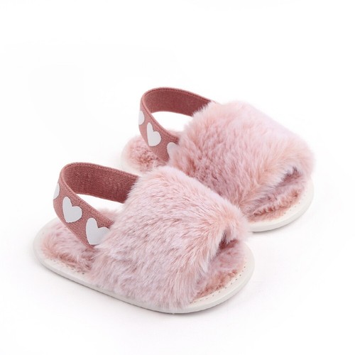 0-18M Baby Girls Warm Fuzzy Slipper Toddler Prewalker Shoes Plush Sandals UK - Picture 15 of 17